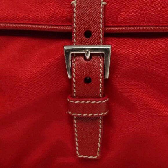 PRADA Shoulder Bag Nylon Leather Red Silver Auth - Picture 8 of 15